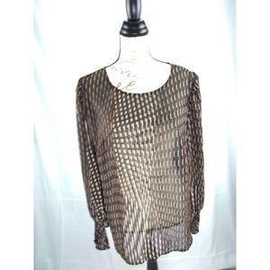 A new day Sheer print cuff blouse Top XXL women's